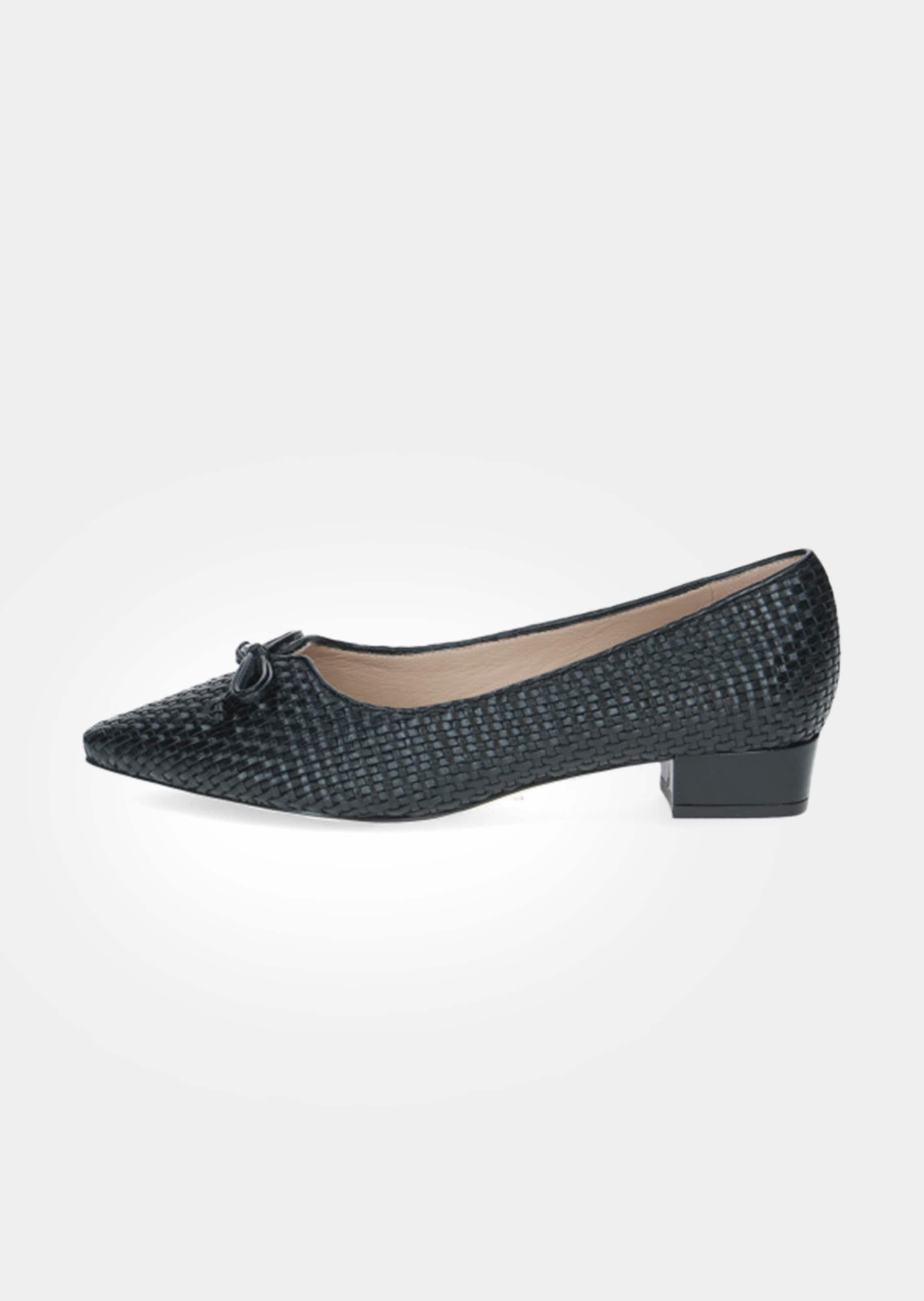 Leder-Pumps in Flechtoptik mit Blockabsatz