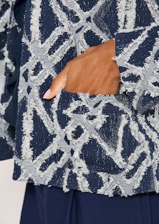 Gemusterter Jacquardblazer mit Fransen thumbnail 6