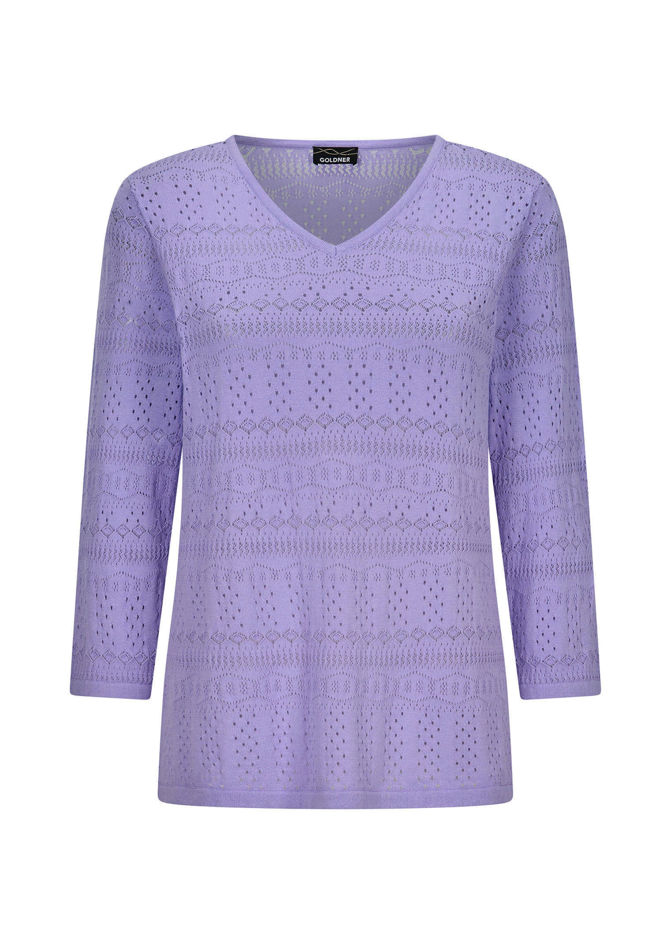 Leichter Strickpullover mit Ajourmuster