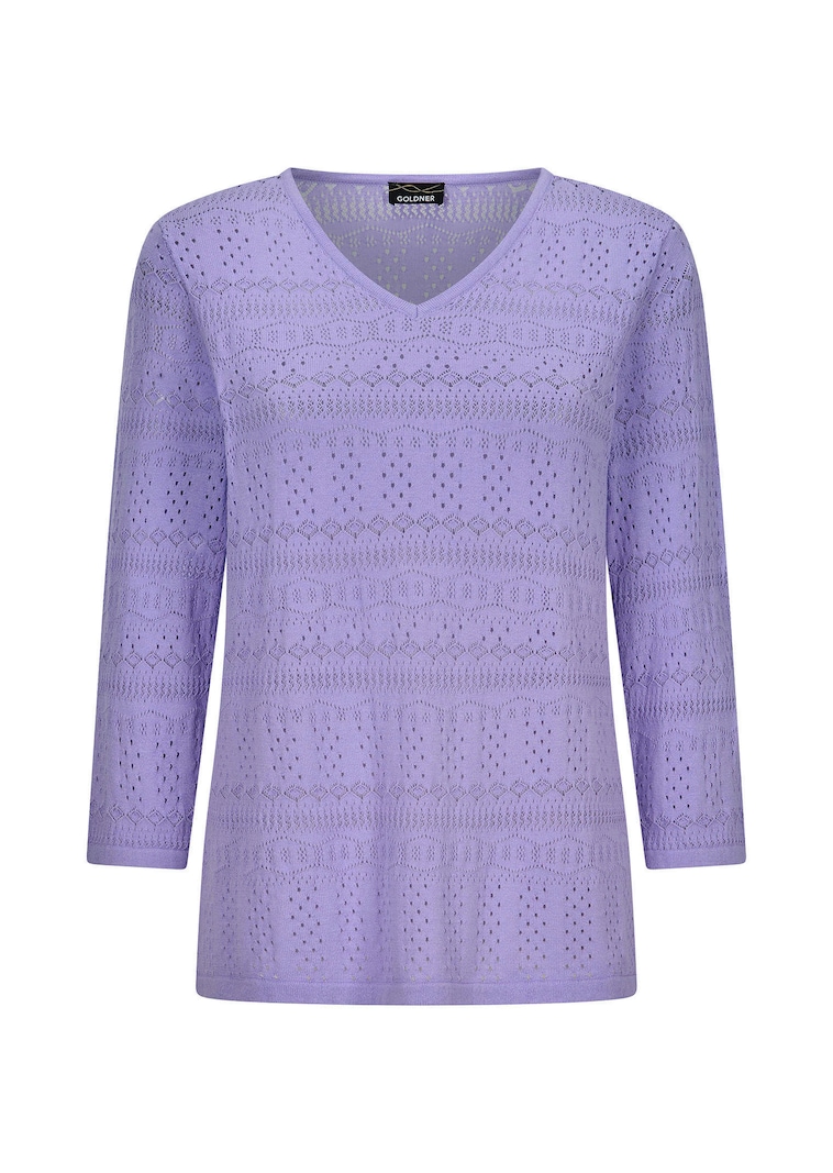 Leichter Strickpullover mit Ajourmuster