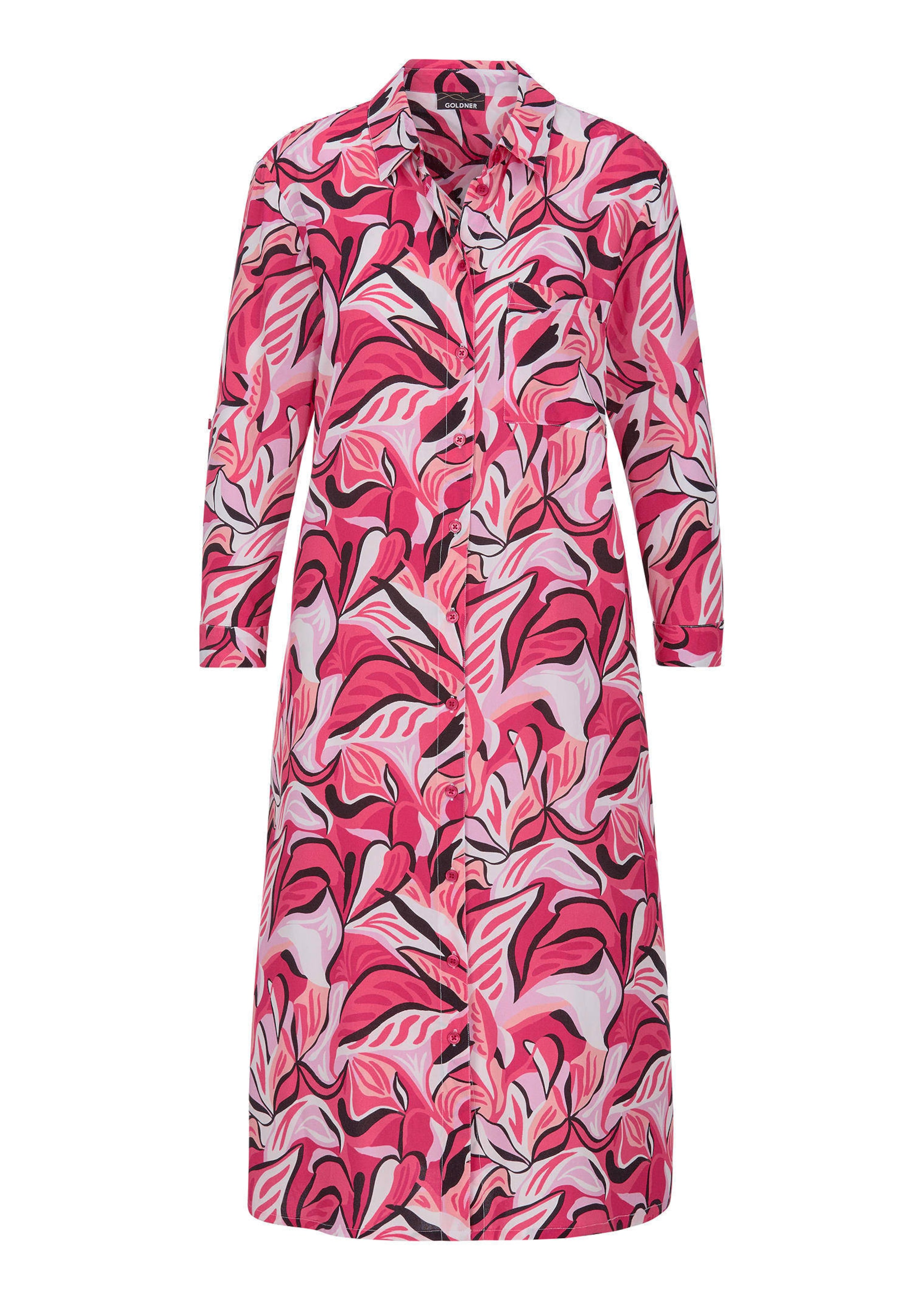 Hemdblusenkleid mit Blätterprint