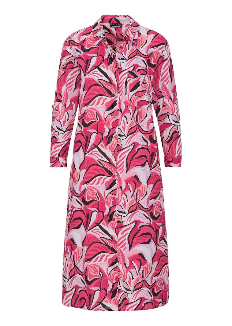Hemdblusenkleid mit Blätterprint