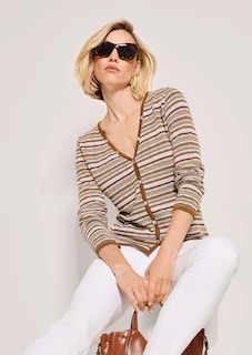 Narrow cardigan with multicoloured stripe pattern thumbnail 5