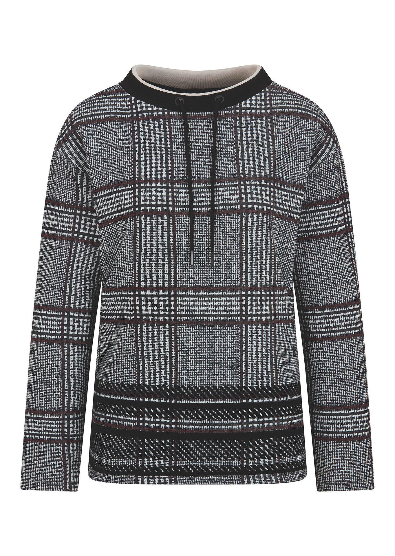 Sweatshirt mit Karomuster und Flockprint