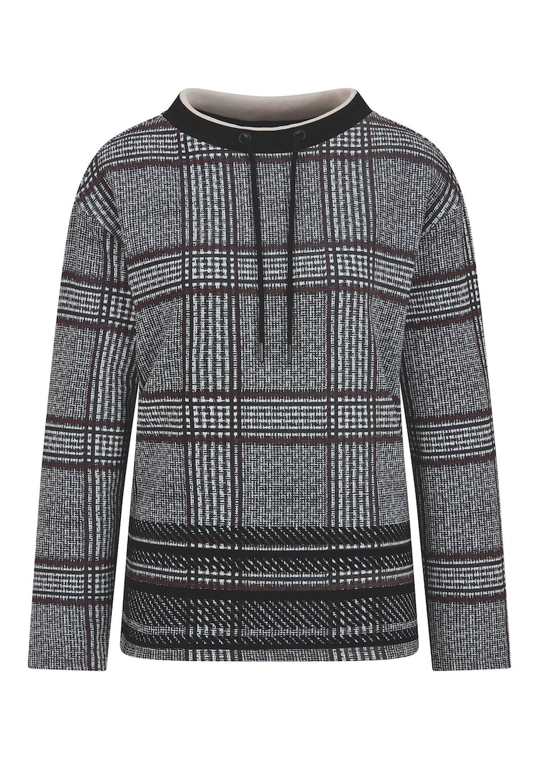Sweat-shirt à carreaux et imprimé floqué