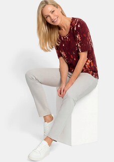 Shirt van viscose met bloemen en verticale strepen thumbnail 4