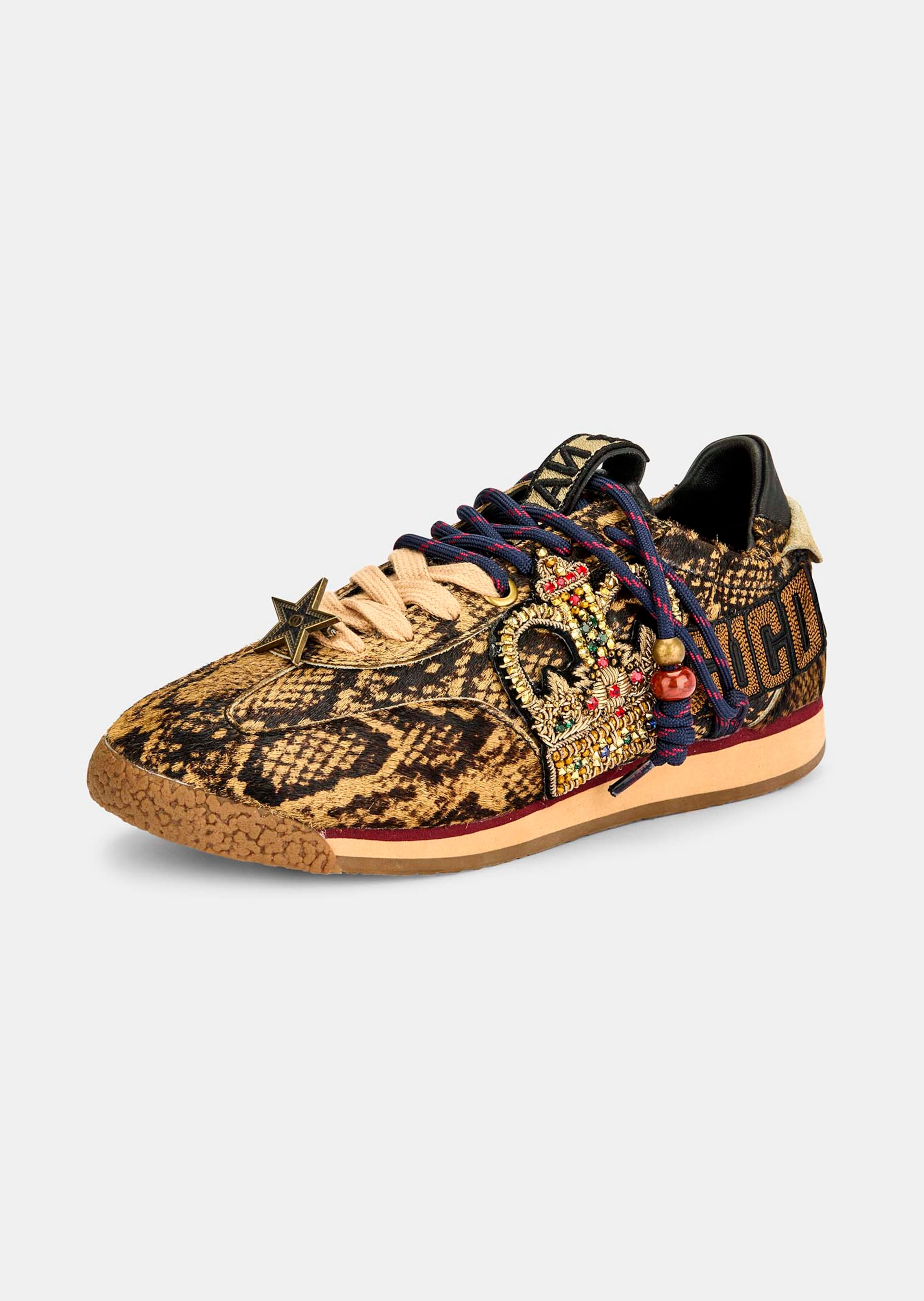 Sneaker aus Pony-Hair-Leder mit Reptilprint