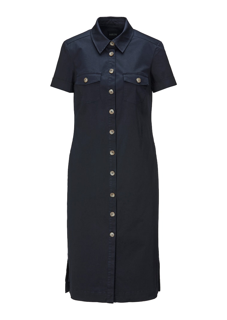 Schmales Hemdblusenkleid mit kurzen Ärmeln