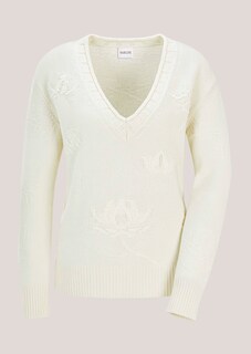 Strickpullover mit tonigem Floral-Muster thumbnail 7