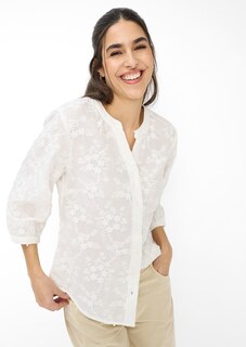 Katoenen blouse met opgestikte bloemen thumbnail 1