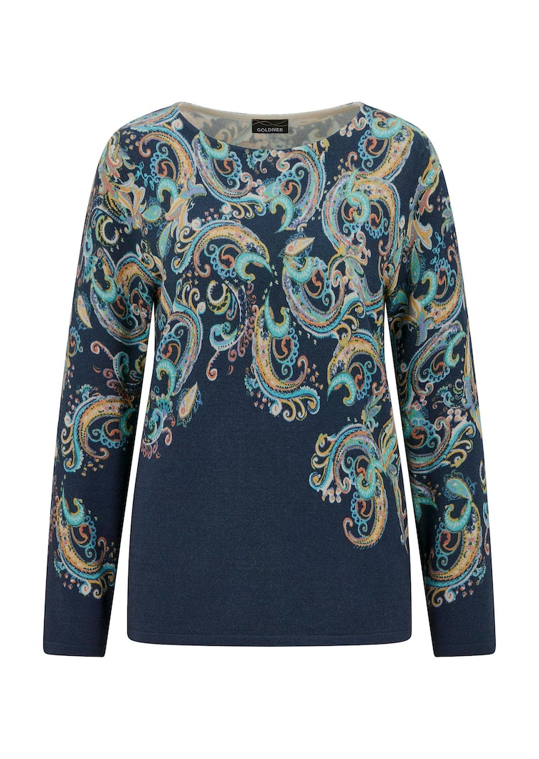 Feinstrickpullover mit Paisley-Muster