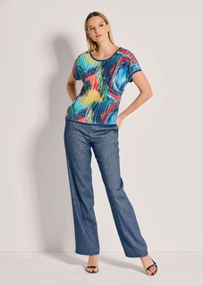 Rundhals-Shirt mit leuchtendem Pailletten-Print thumbnail 3