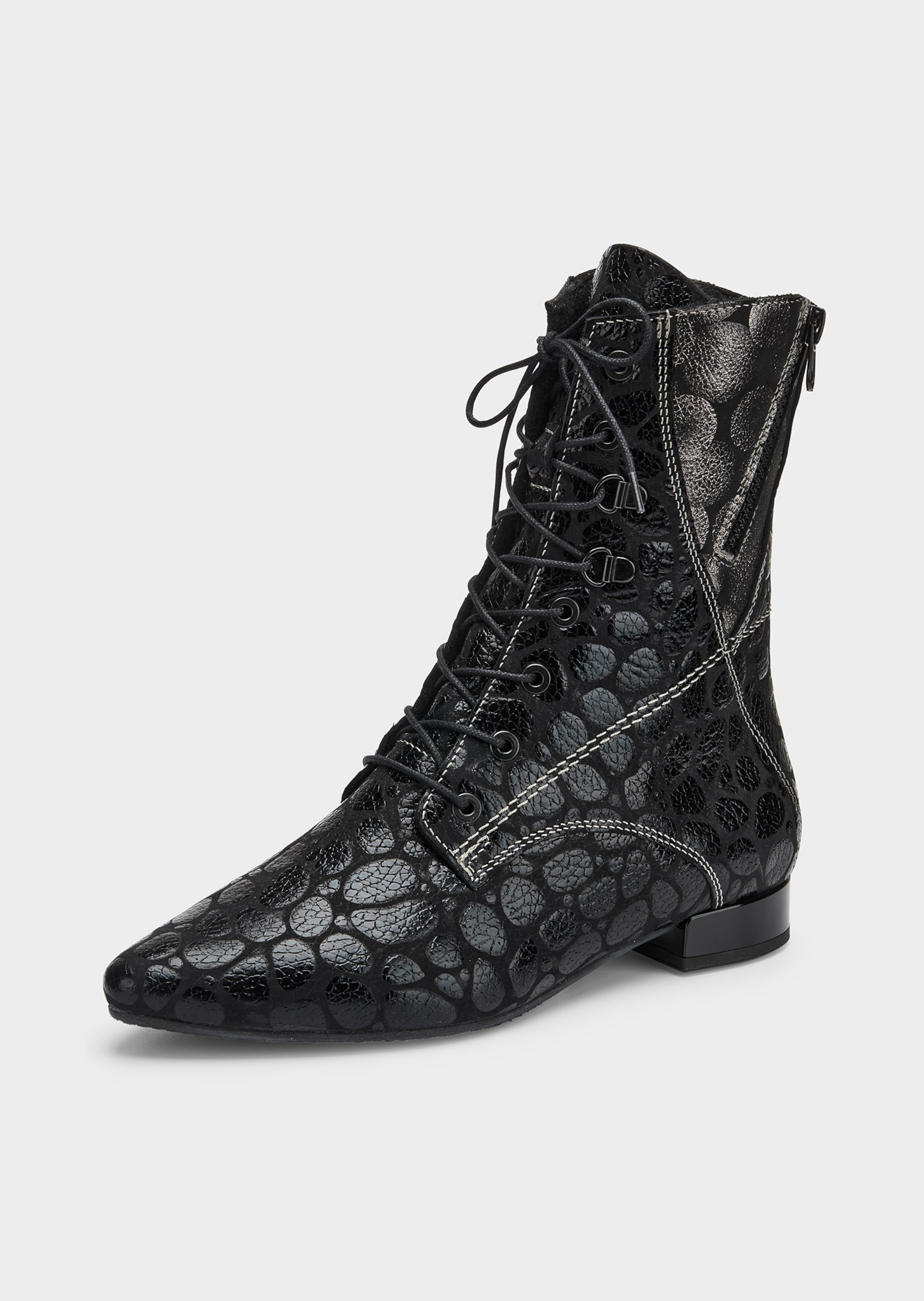 Schnürstiefelette mit ausgefallenem Muster