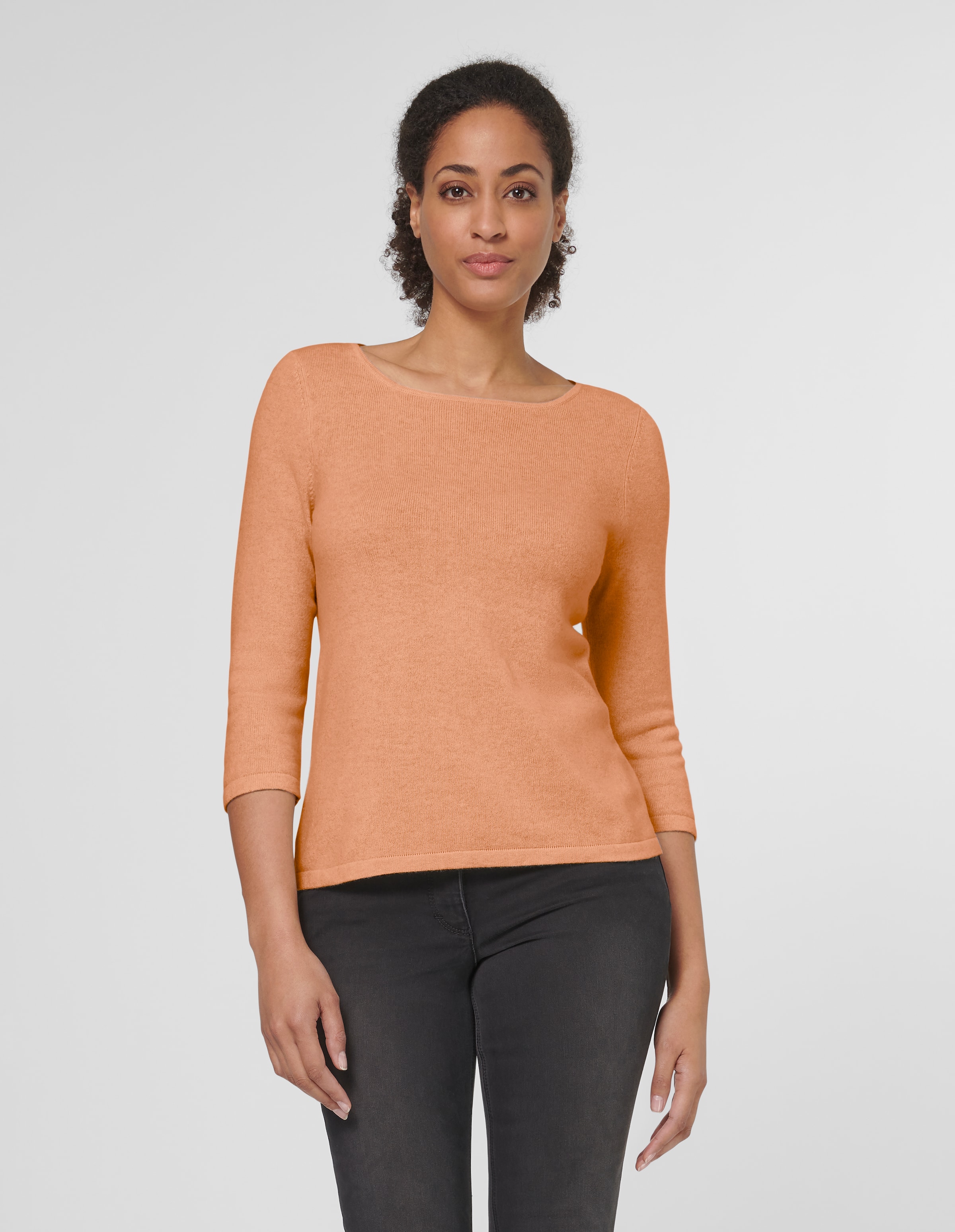 Kaschmirpullover mit U-Boot-Ausschnitt