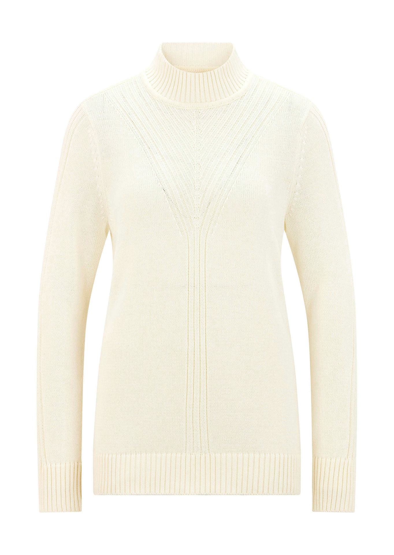 Strickpullover mit Stehkragen und Rippenmuster