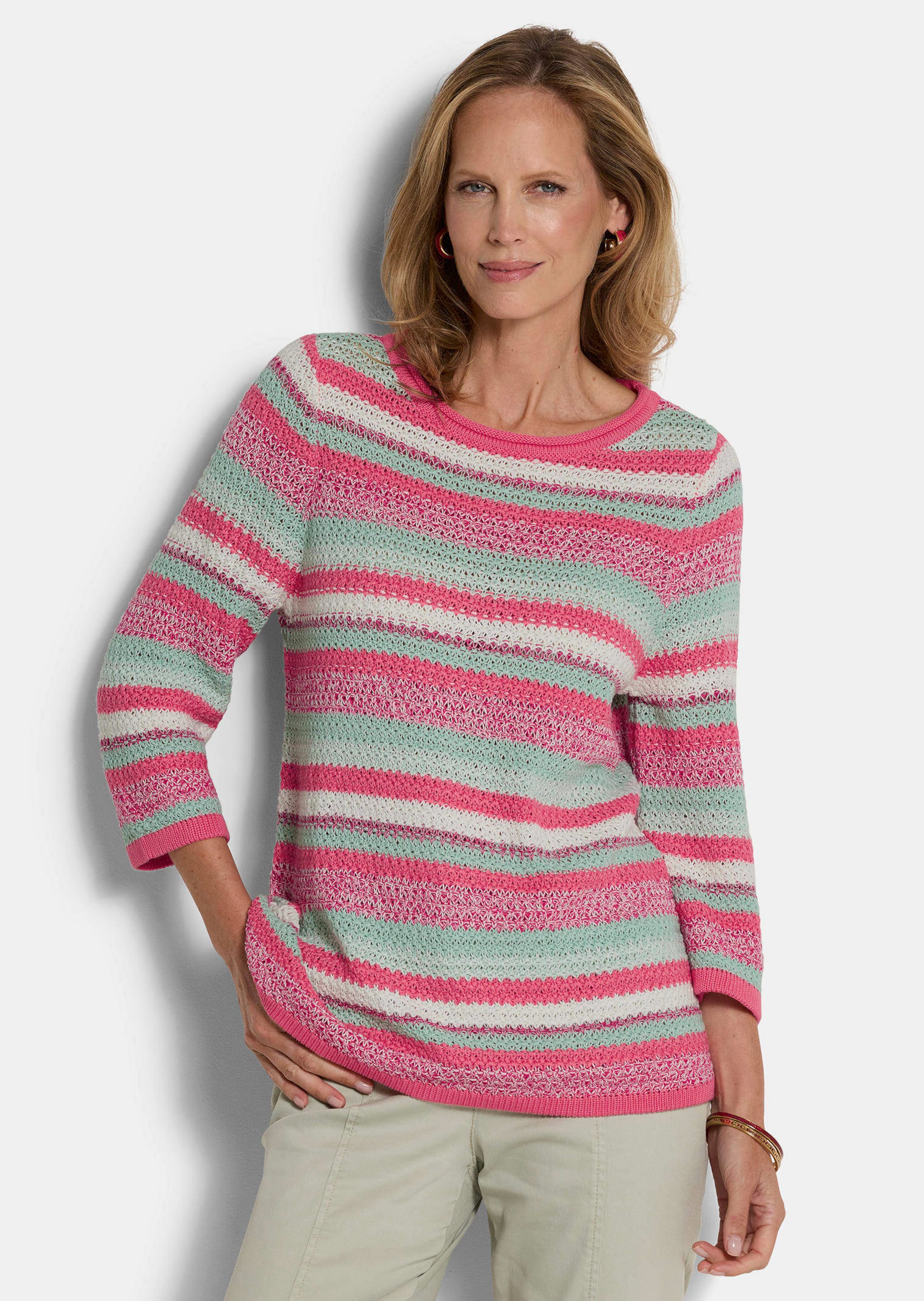 Ringelpullover mit U-Boot-Ausschnitt