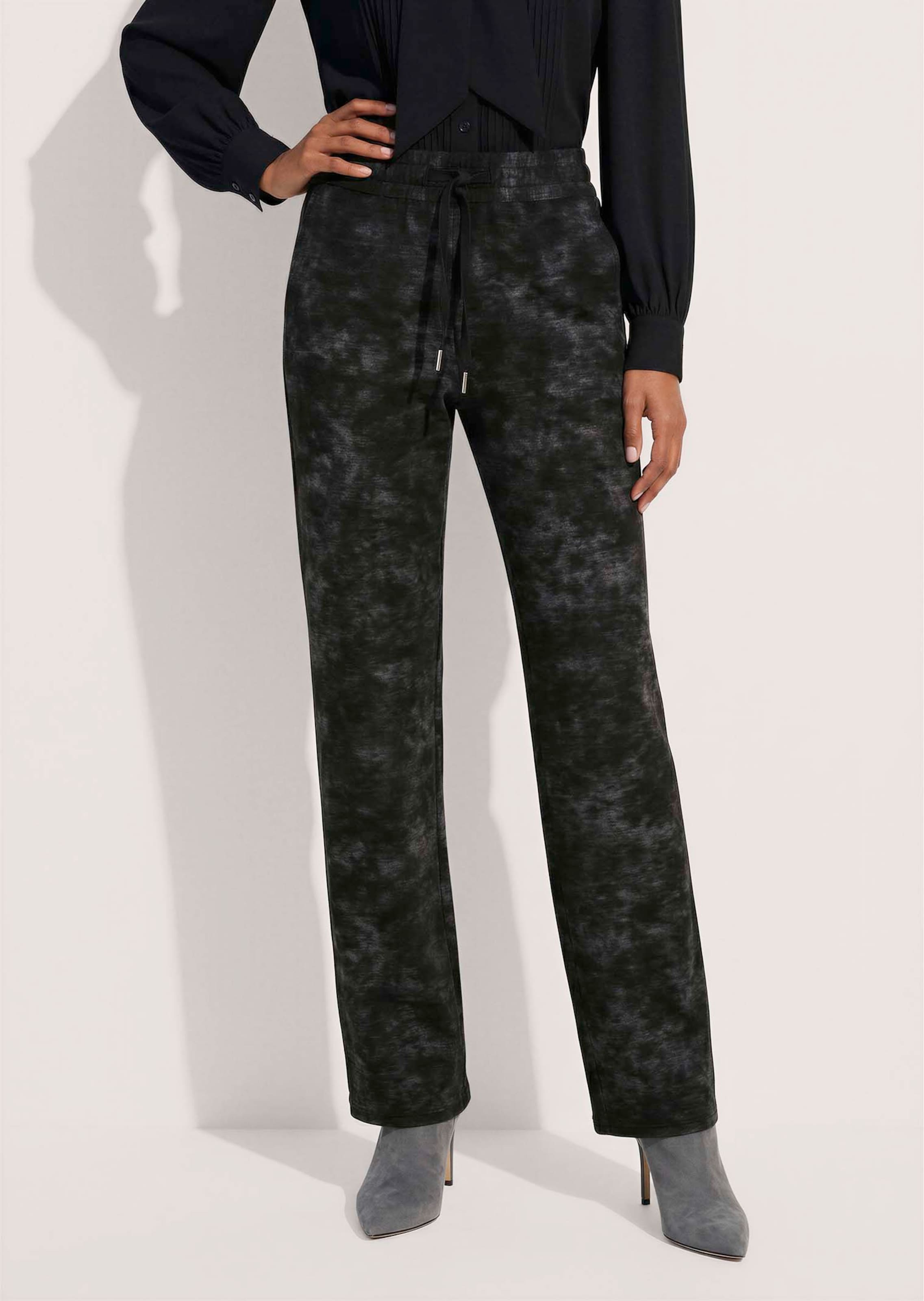 Bedrukte broek met een elastische tailleband met tunnelkoordje