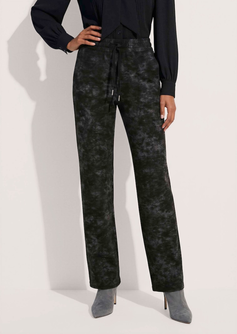 Bedrukte broek met een elastische tailleband met tunnelkoordje