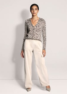Tricot jasje met luipaardprint en V-hals thumbnail 3
