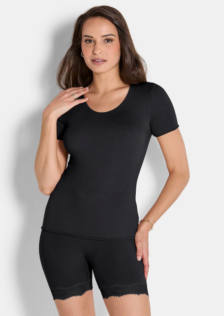 T-shirt à demi-manches en qualité noble modal-cachemire
