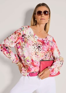 Blouse avec imprimé à motif floral et léopard thumbnail 5