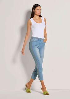 Schmale 7/8-Jeans mit bunten Streifen-Akzenten thumbnail 3