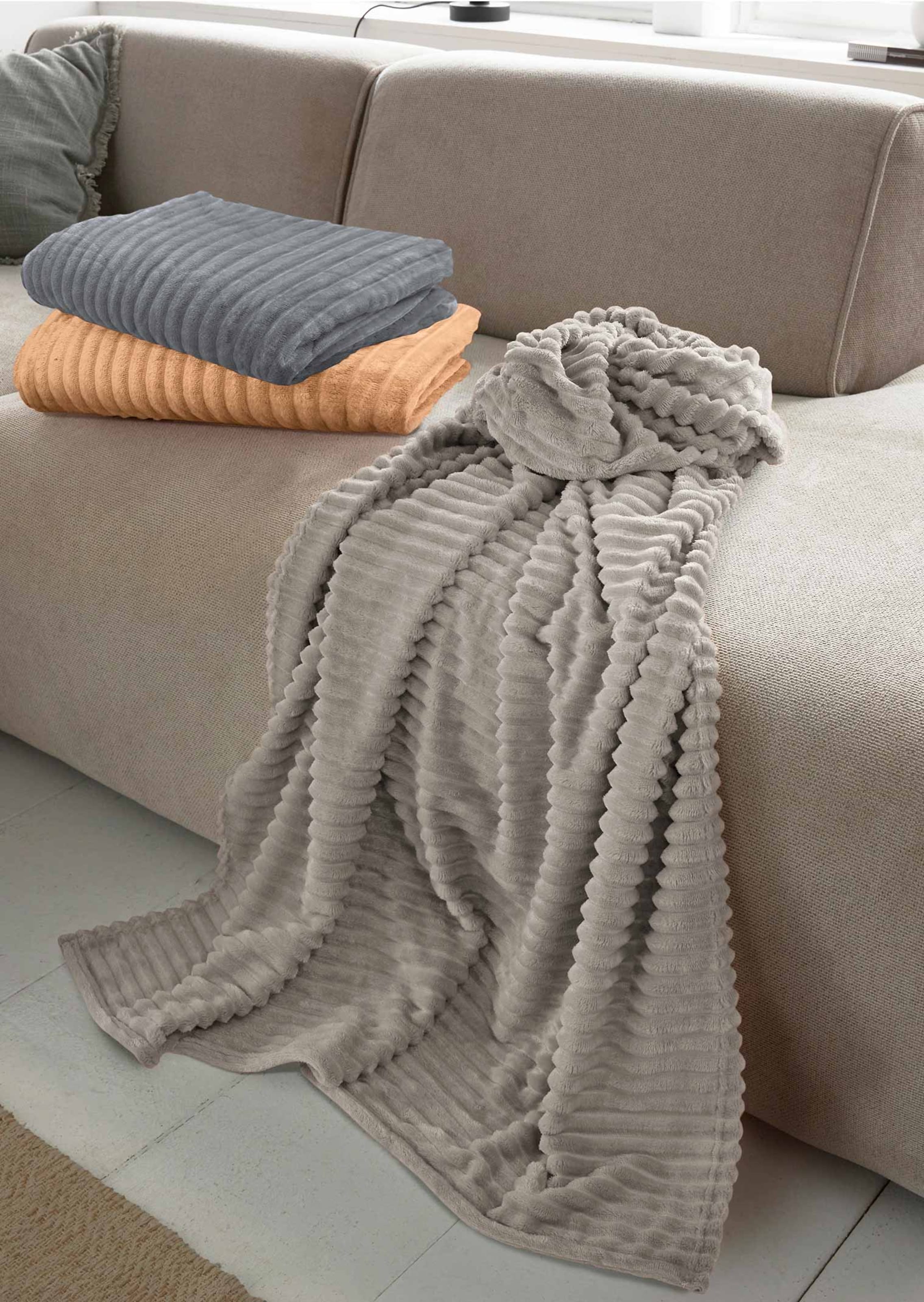 Fleece-Decke in taupe