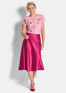 Jupe évasée en satin avec taille élastique thumbnail 2