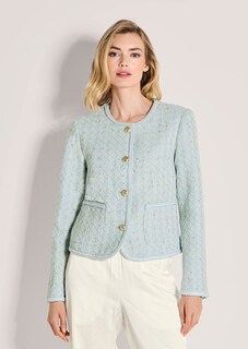 Tweed-Blazer mit Glanzgarn und Schmuckkante thumbnail 2