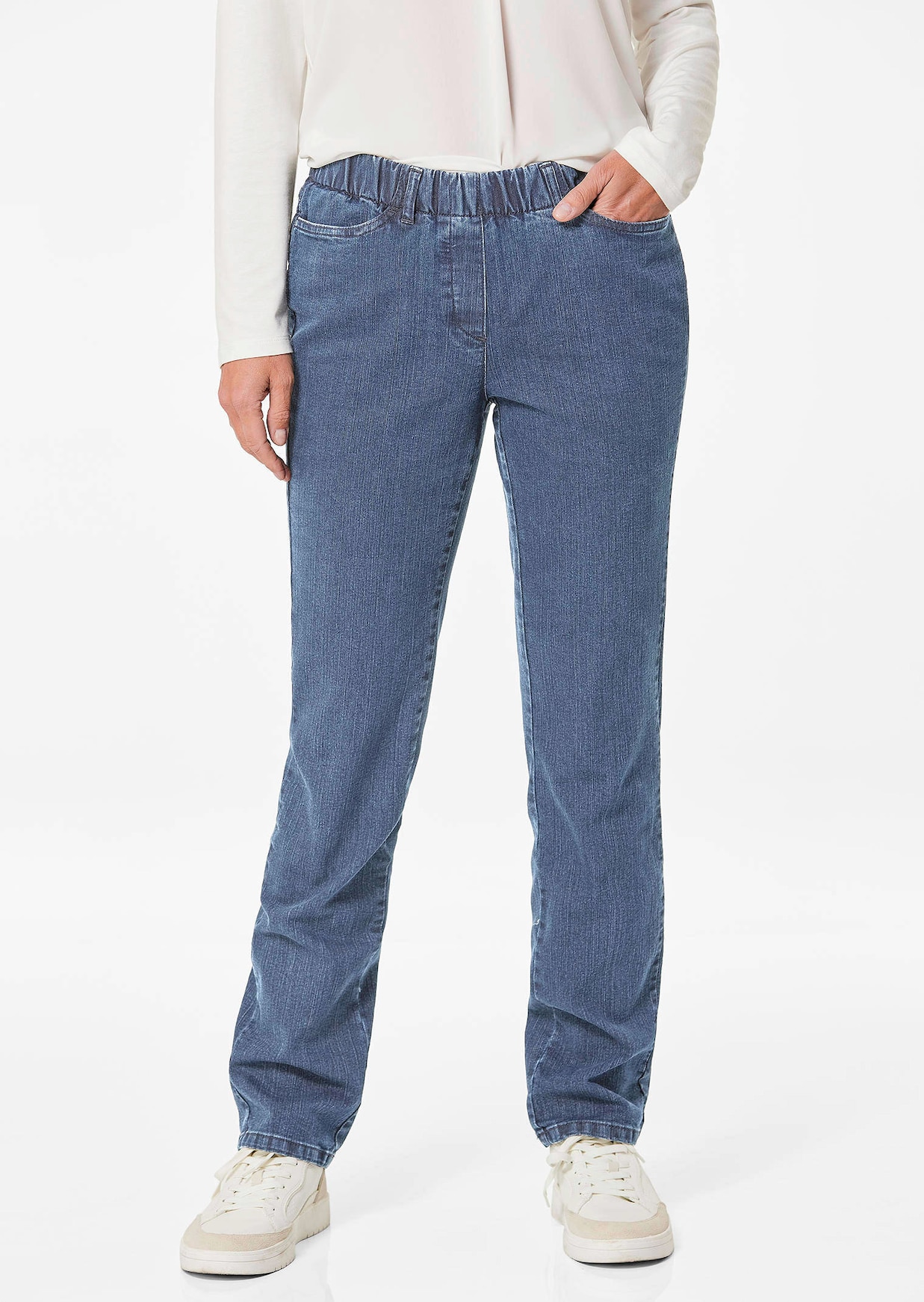 Klassieke jeans CARLA met elastische tailleband