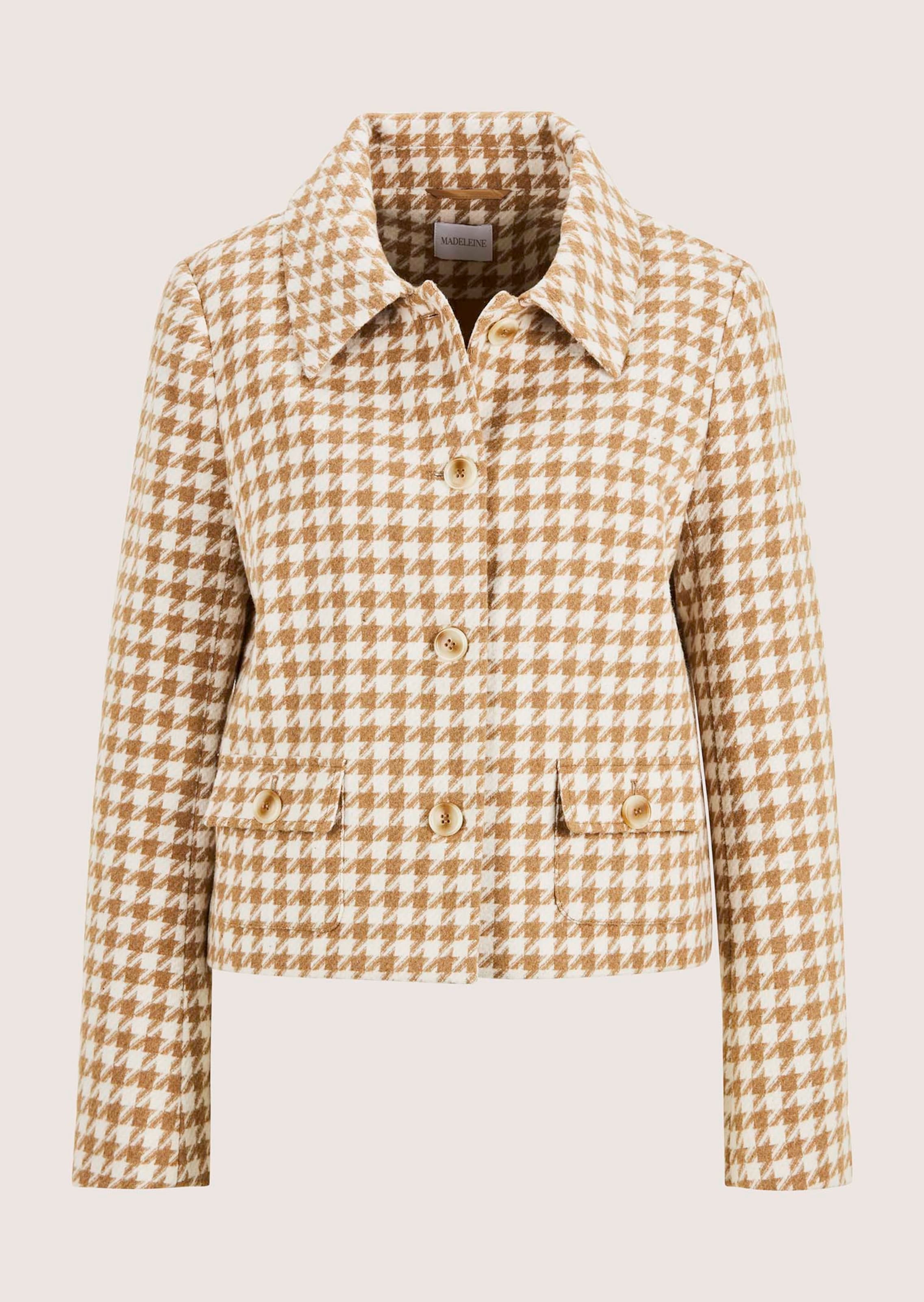 Korte blazer met pied-de-poule-motief