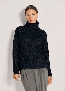 Schimmernder Rollkragen-Pullover mit Raglanärmeln thumbnail 2