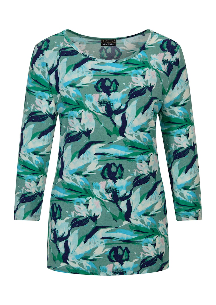 Jersey-Shirt mit Blumenmuster