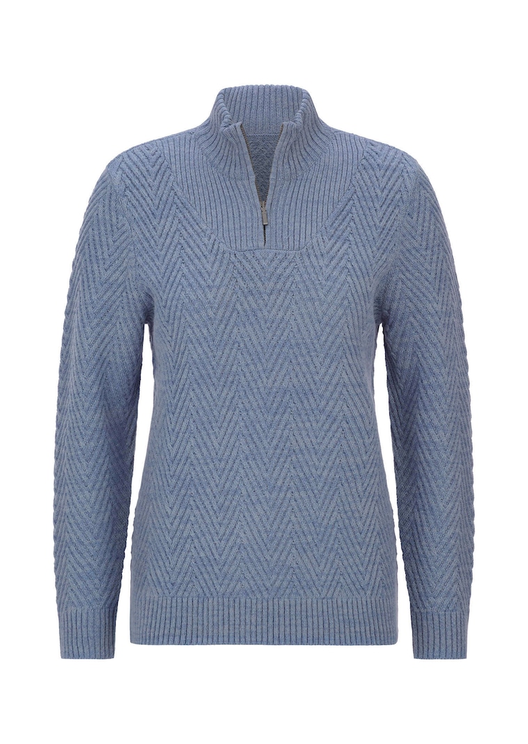 Strickpullover mit Troyer-Kragen
