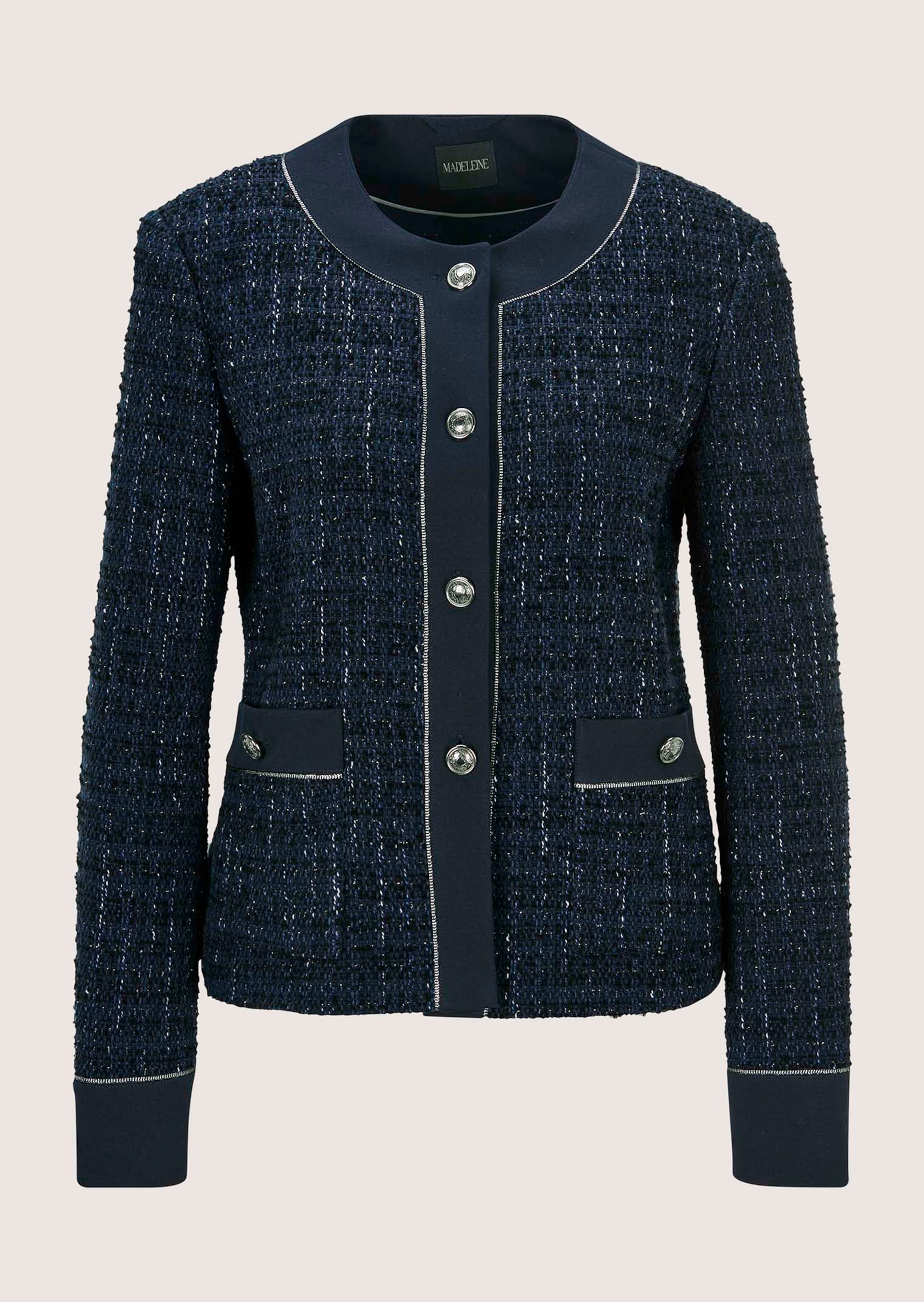 Kurzer Tweed-Blazer ohne Kragen thumbnail 7
