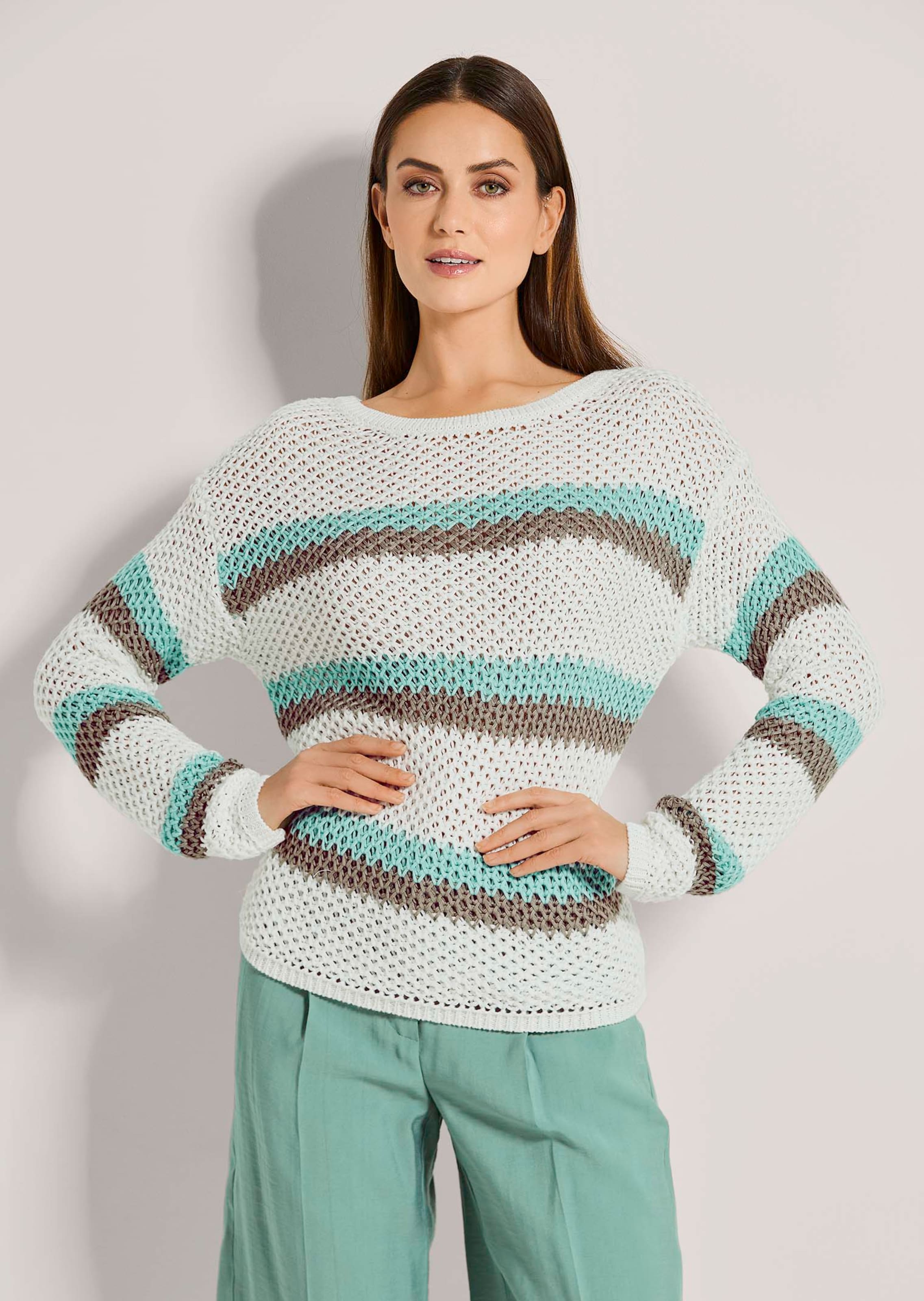 Rundhals-Pullover aus Bändchengarn