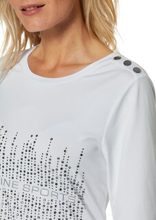 Shirt mit Glitzerprint und Zierknopfleiste thumbnail 6