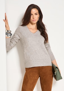 Schurwoll-Pullover mit V-Ausschnit thumbnail 1