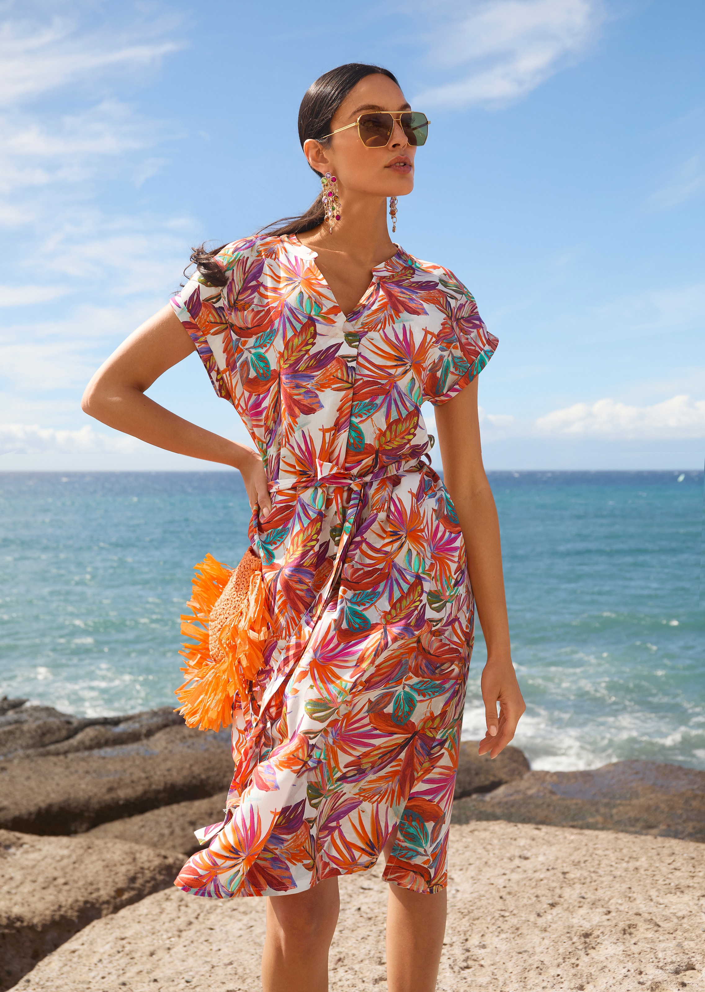 Sommerkleid mit Palmenprint