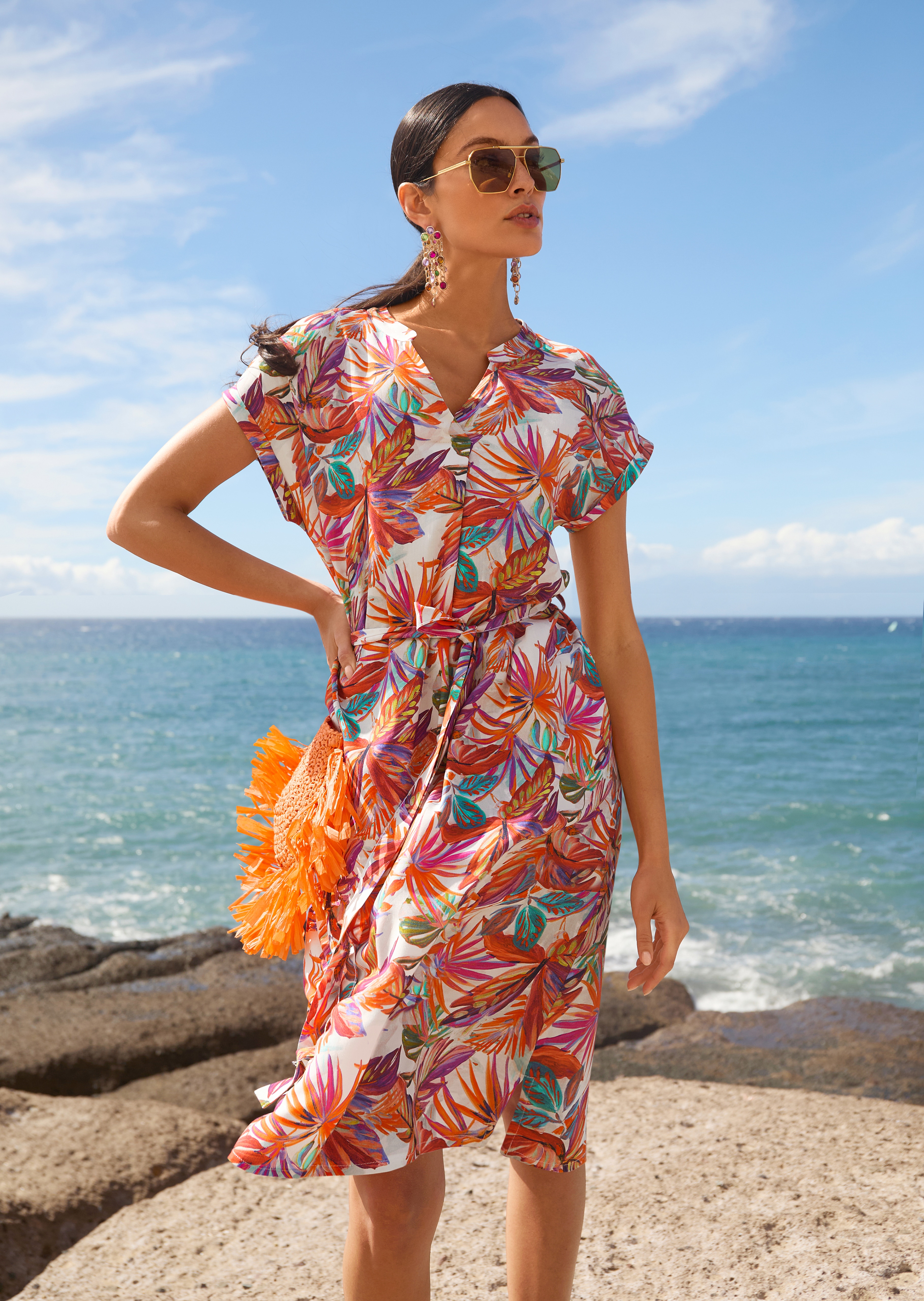 Robe d'été avec imprimé palmier