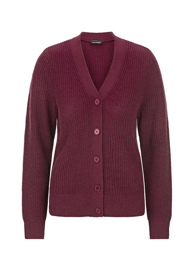 Pflegeleichte Strickjacke in hochwertiger Rippenstruktur