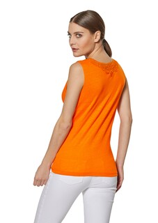 Sleeveless linen top with lace trim thumbnail 4