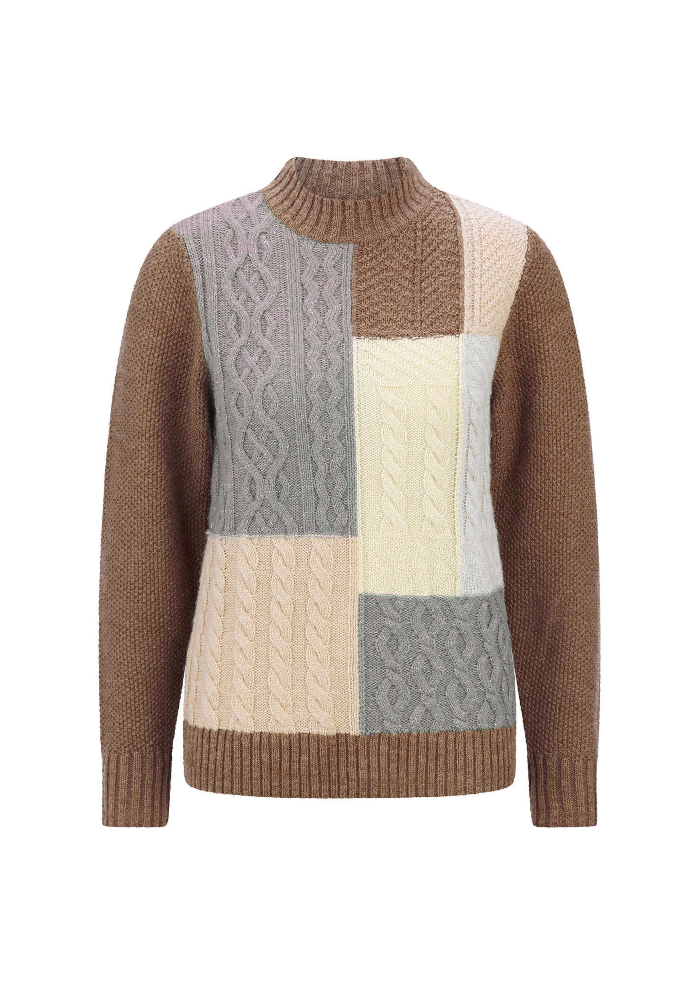 Strickpullover mit Intarsienmuster und Stehkragen
