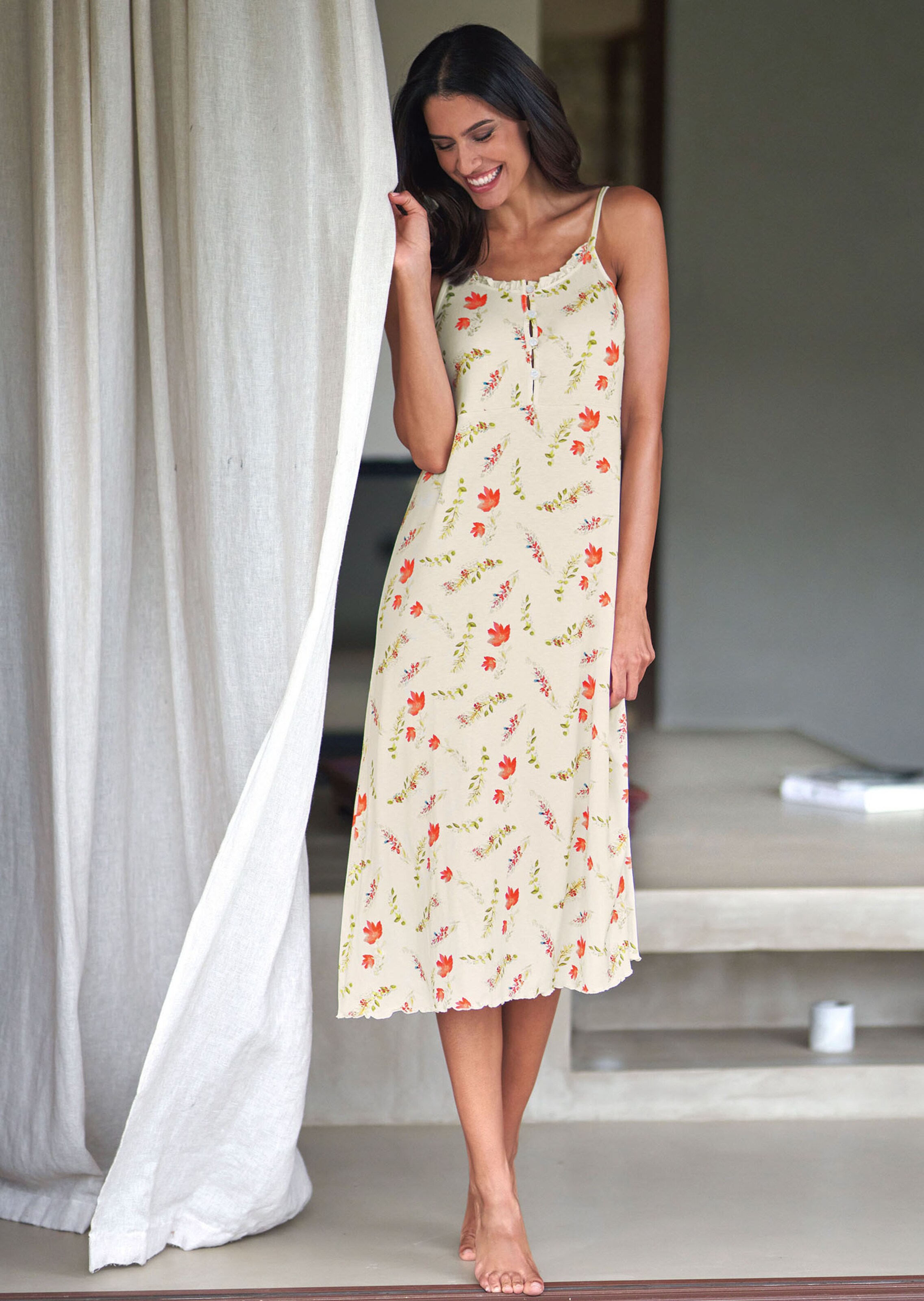 Bedrucktes Nachtkleid mit Spaghettiträgern