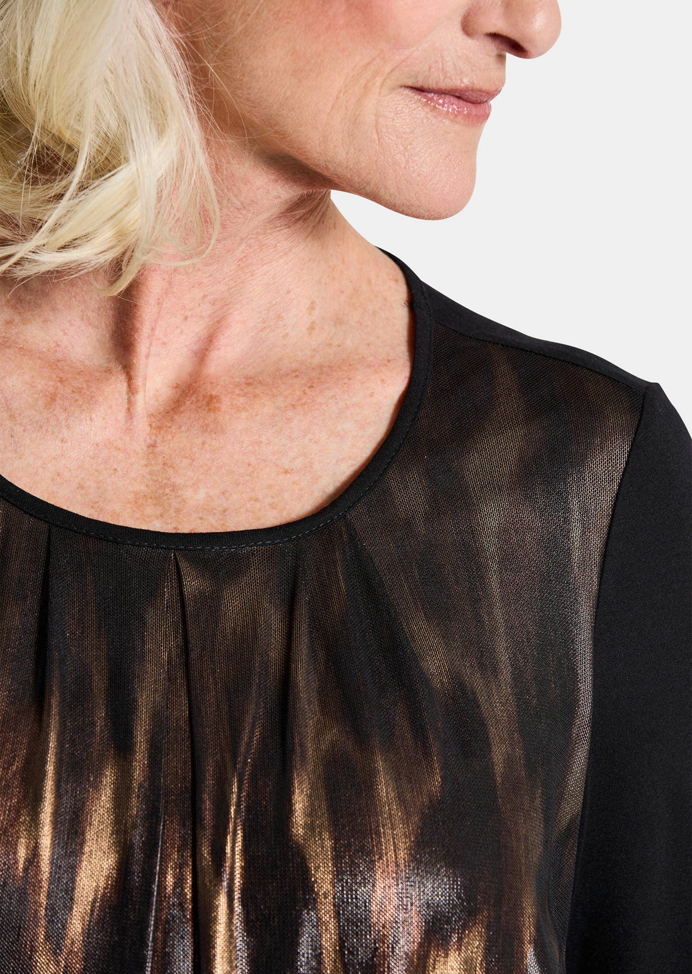 Comfortabel elastisch blouseshirt met glanzende print thumbnail 5