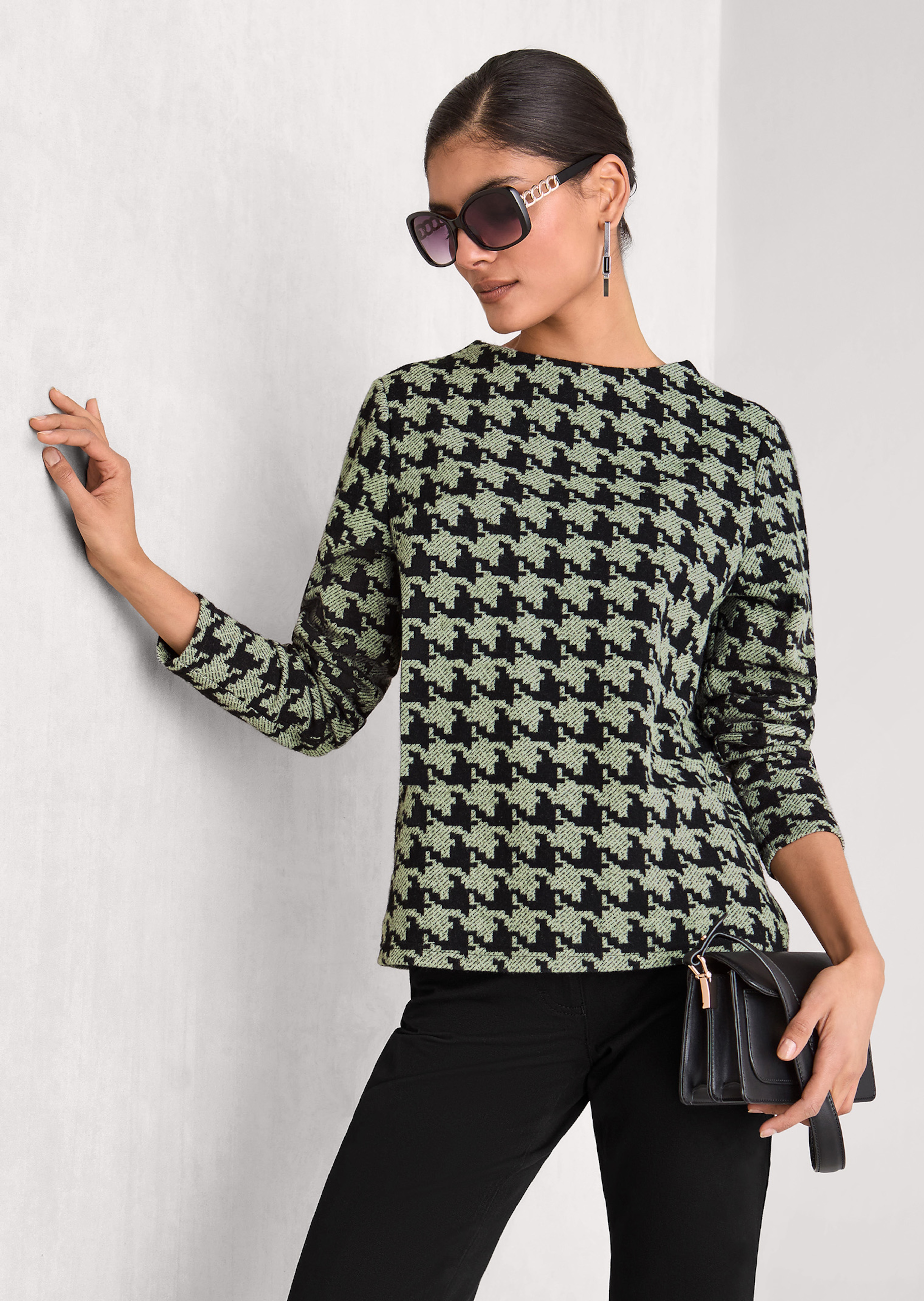 Sweat à motif pied-de-poule