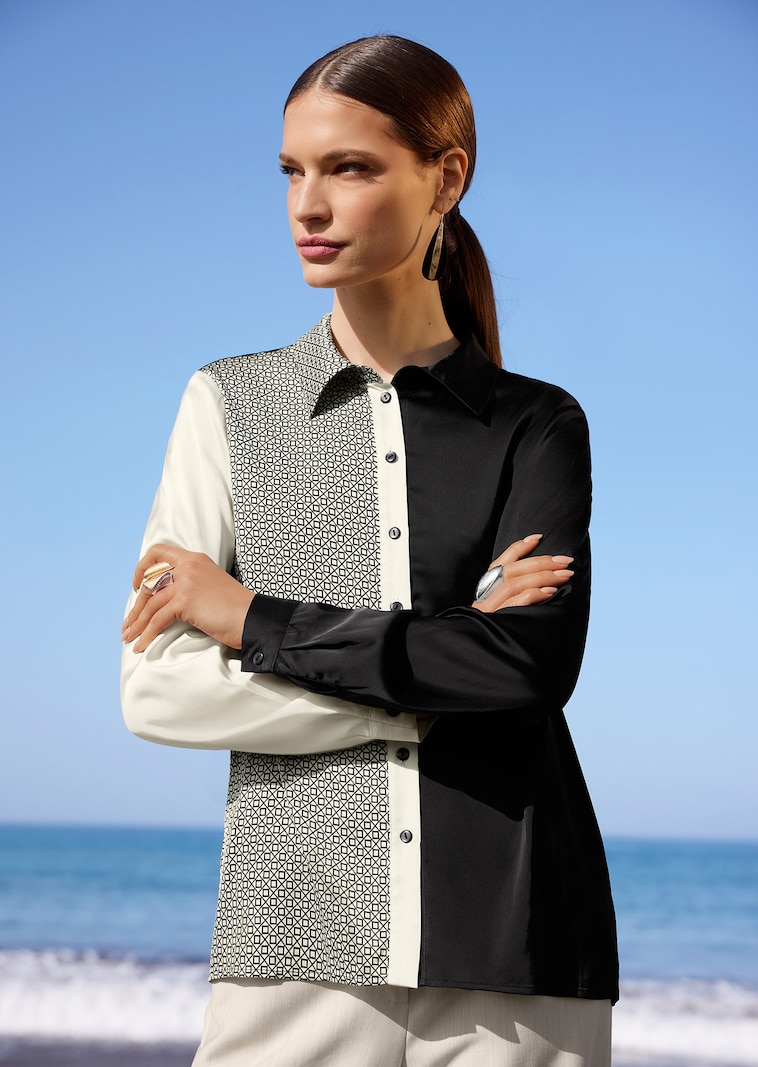 Hemdbluse im Muster-Mix