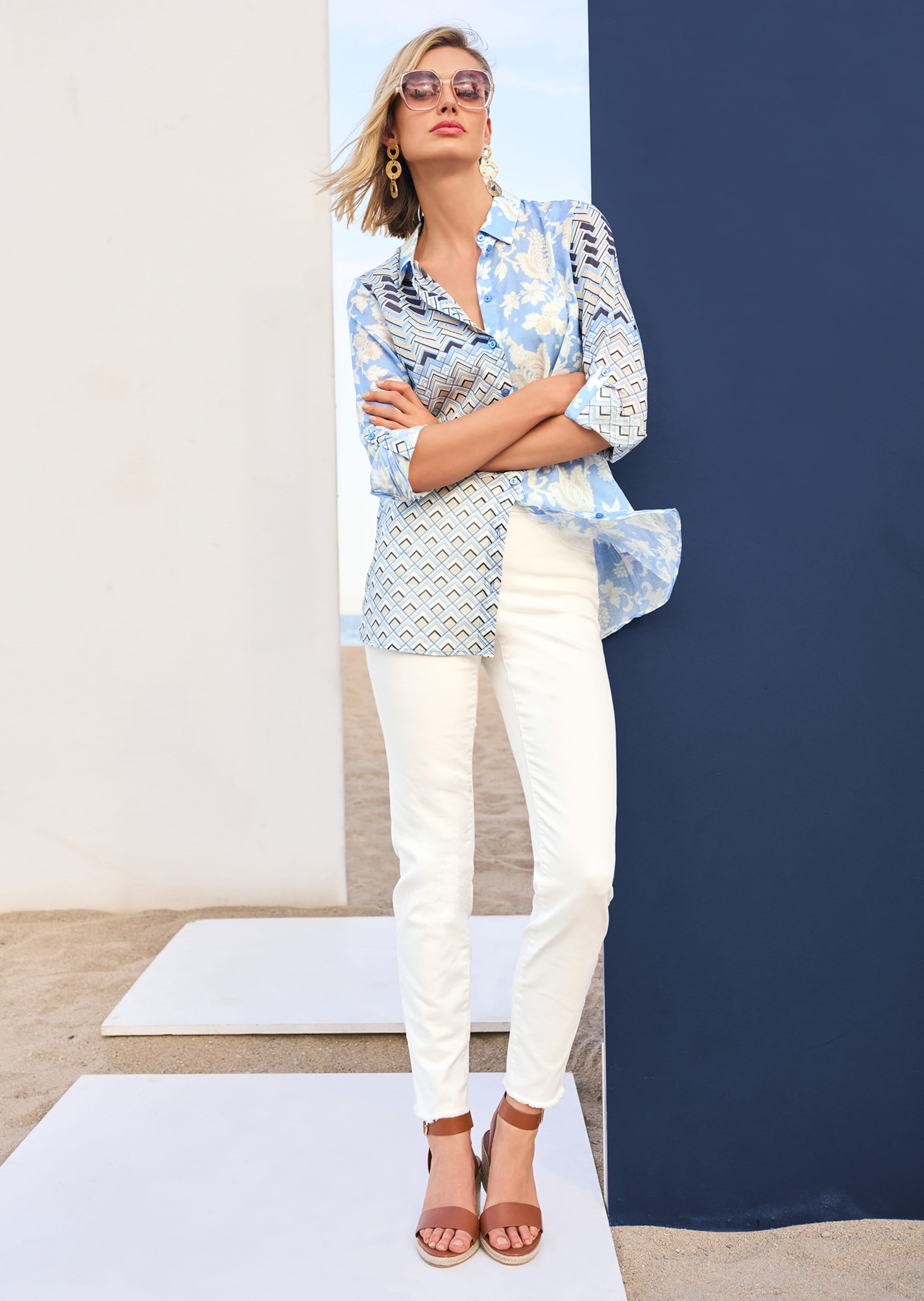 Longhemd mit Unikat-Print