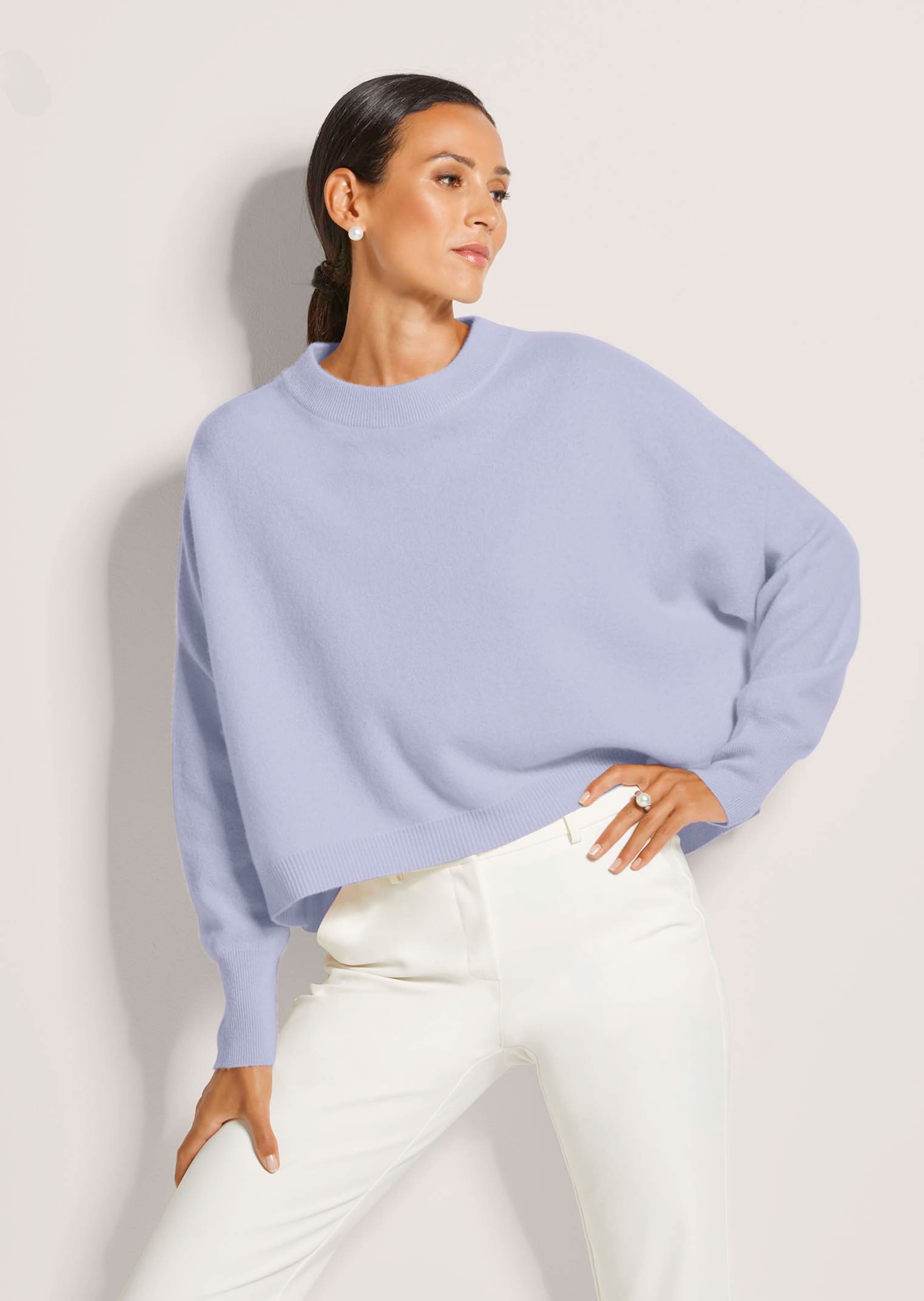 Kurzer Oversize-Pullover mit Kaschmir