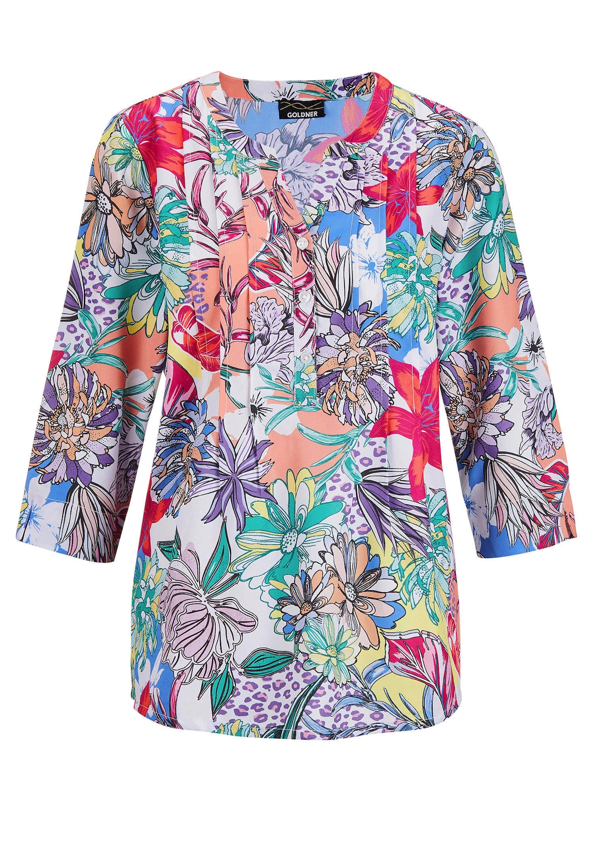 Farbbrillante Druckbluse mit liebevollen Details